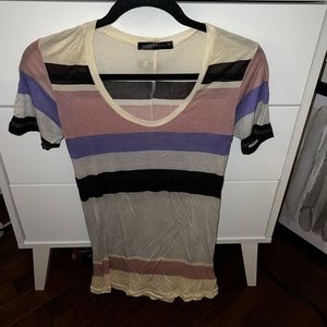 Soft striped scoop neck tee